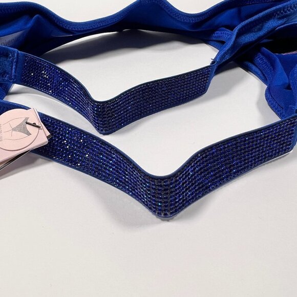 Victoria Secret 40C XL SEXY TEE Push Up Bikini Top Bottom Set Shine Strap Blue - Picture 8 of 8
